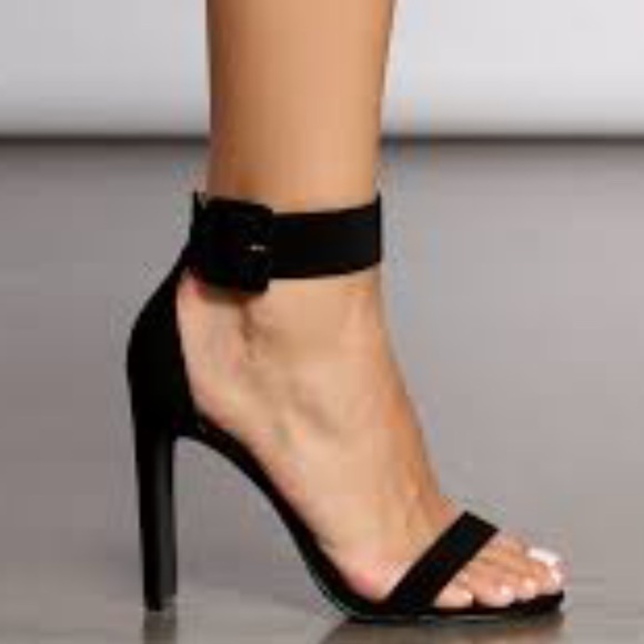 Steve Madden Shoes - Steve Madden Circuit Black Suede Leather Ankle Strap Heels